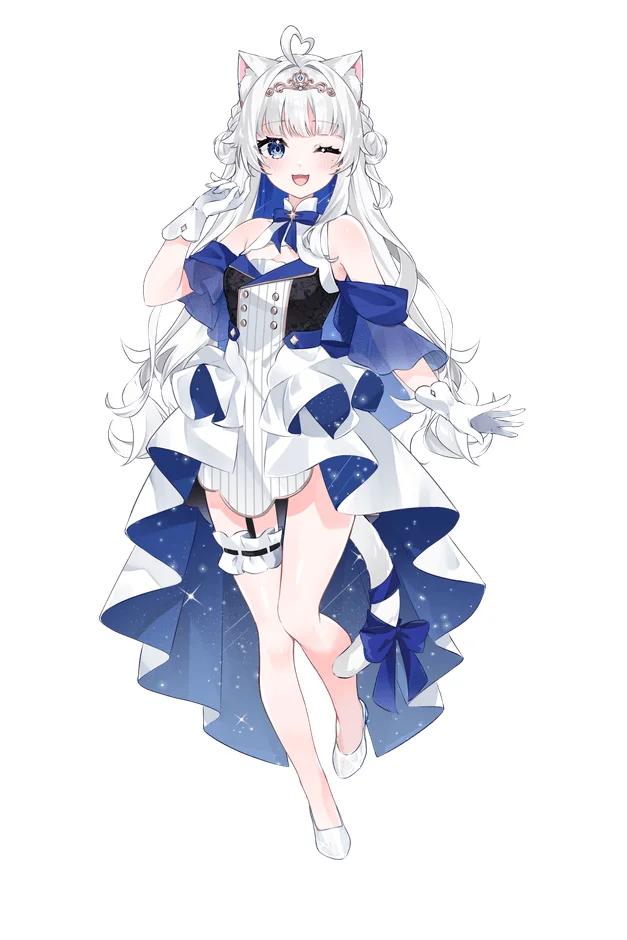 白い猫耳と銀髪が特徴のアニメ美少女