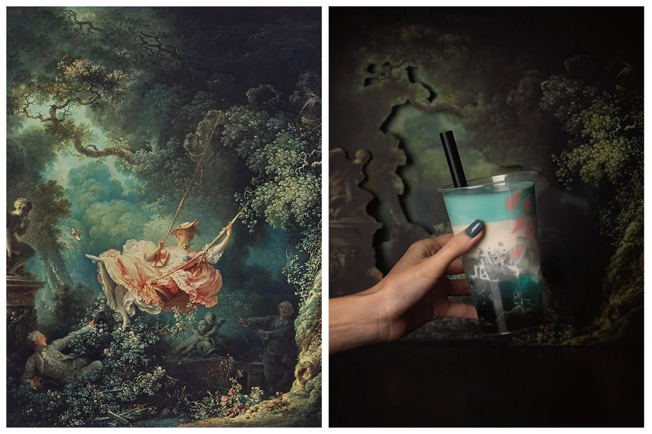 絵画とドリンクの対比