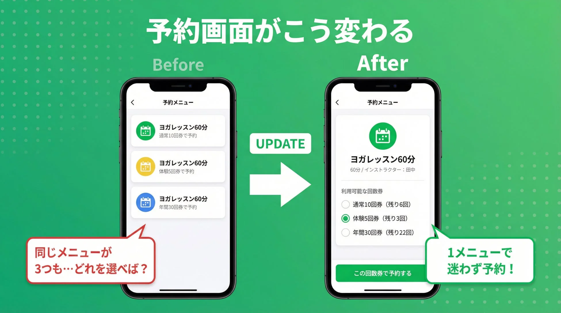 予約画面の改善Before After