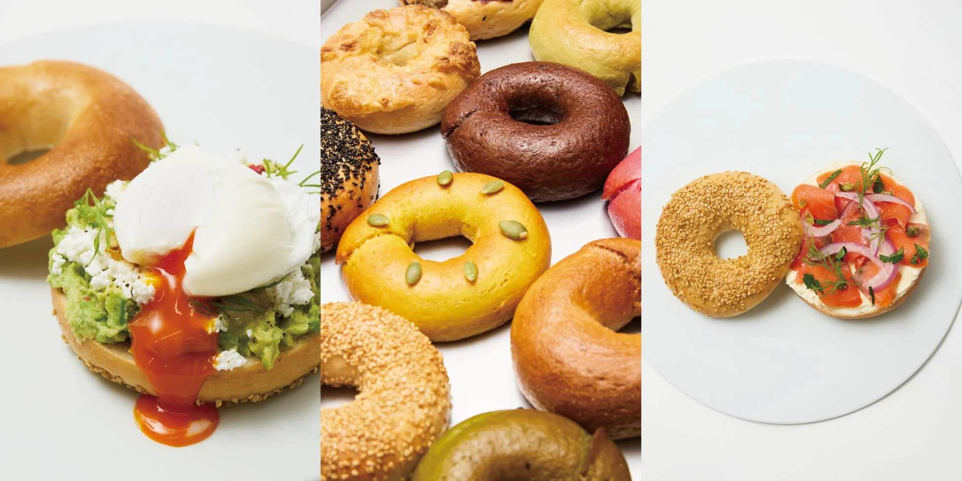 ベーグルサンドと多様なベーグル
