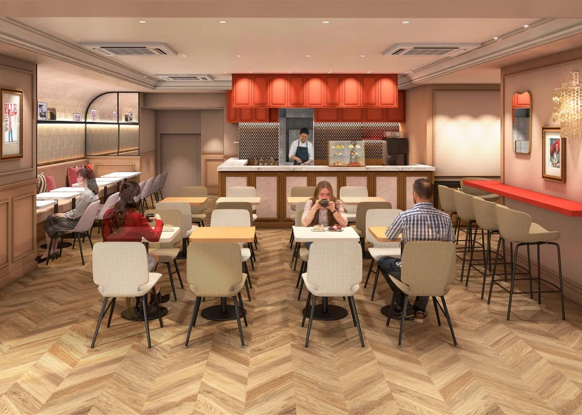 人々がいるカフェ店内