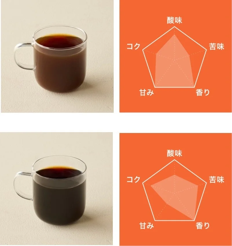 コーヒーの味覚レーダーチャート