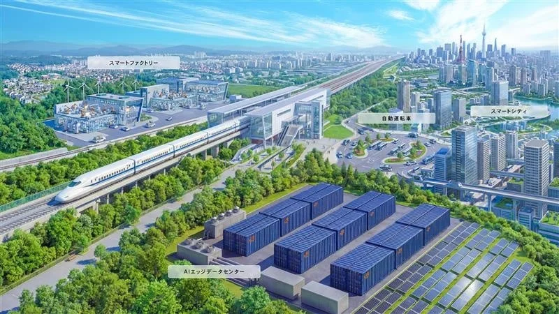 スマートシティ、スマートファクトリー、AIエッジデータセンターのイメージ図