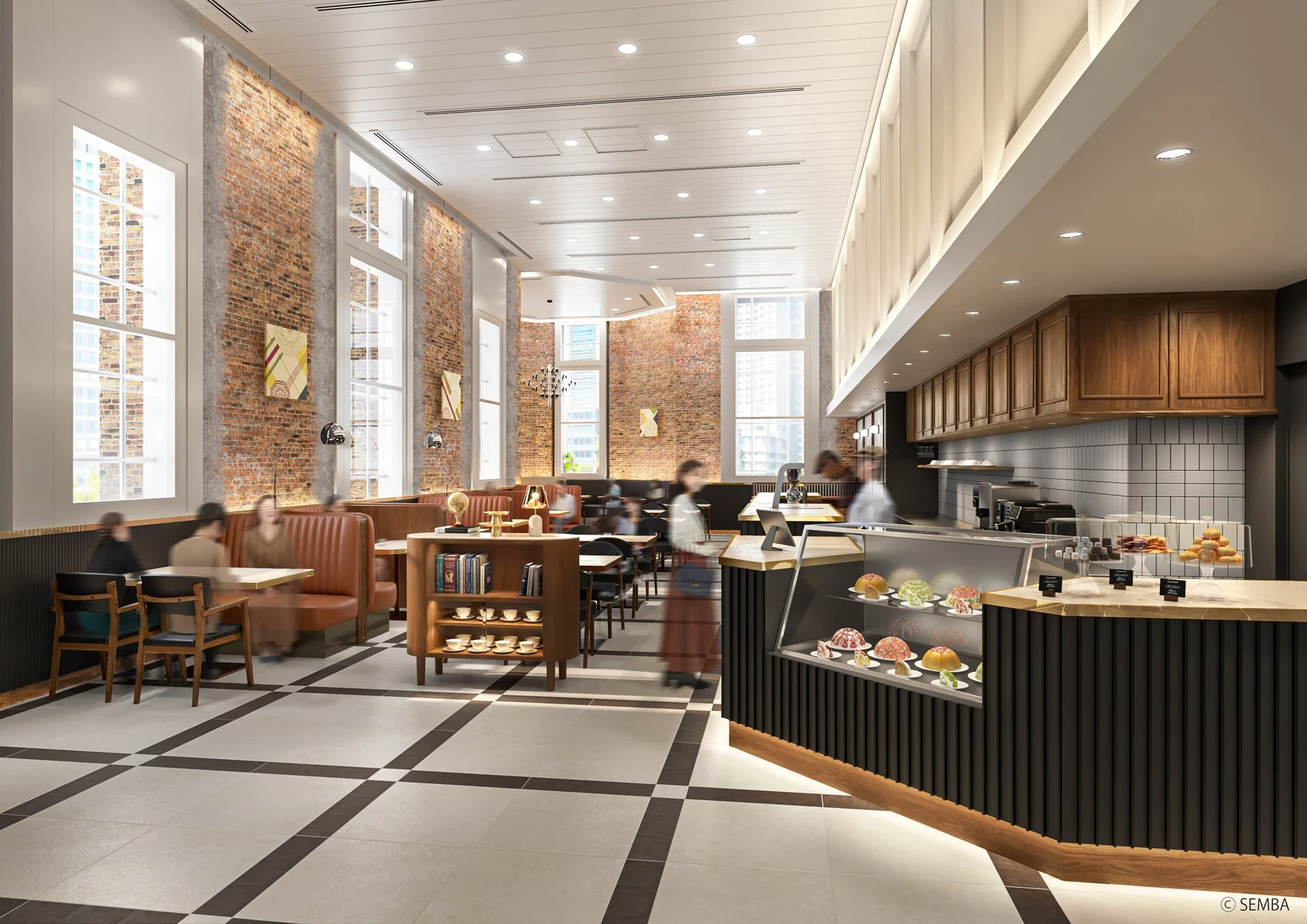 カフェ内部、カウンターと座席