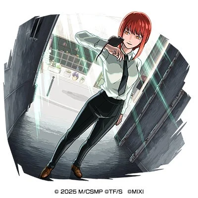 チェンソーマンのマキマがネズミを片手に路地のような場所を歩いているイラスト