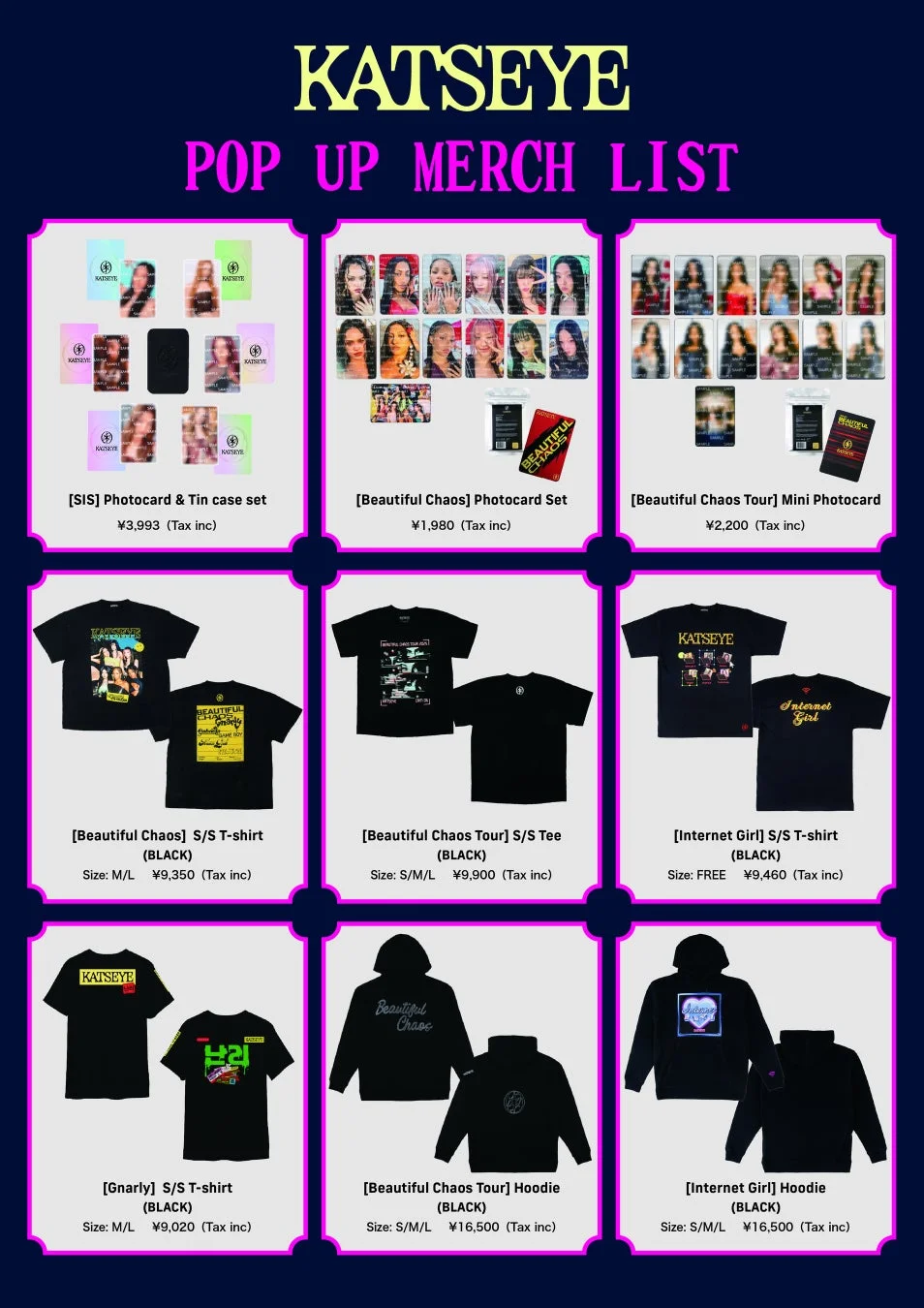 KATSEYE POP UP MERCH LIST