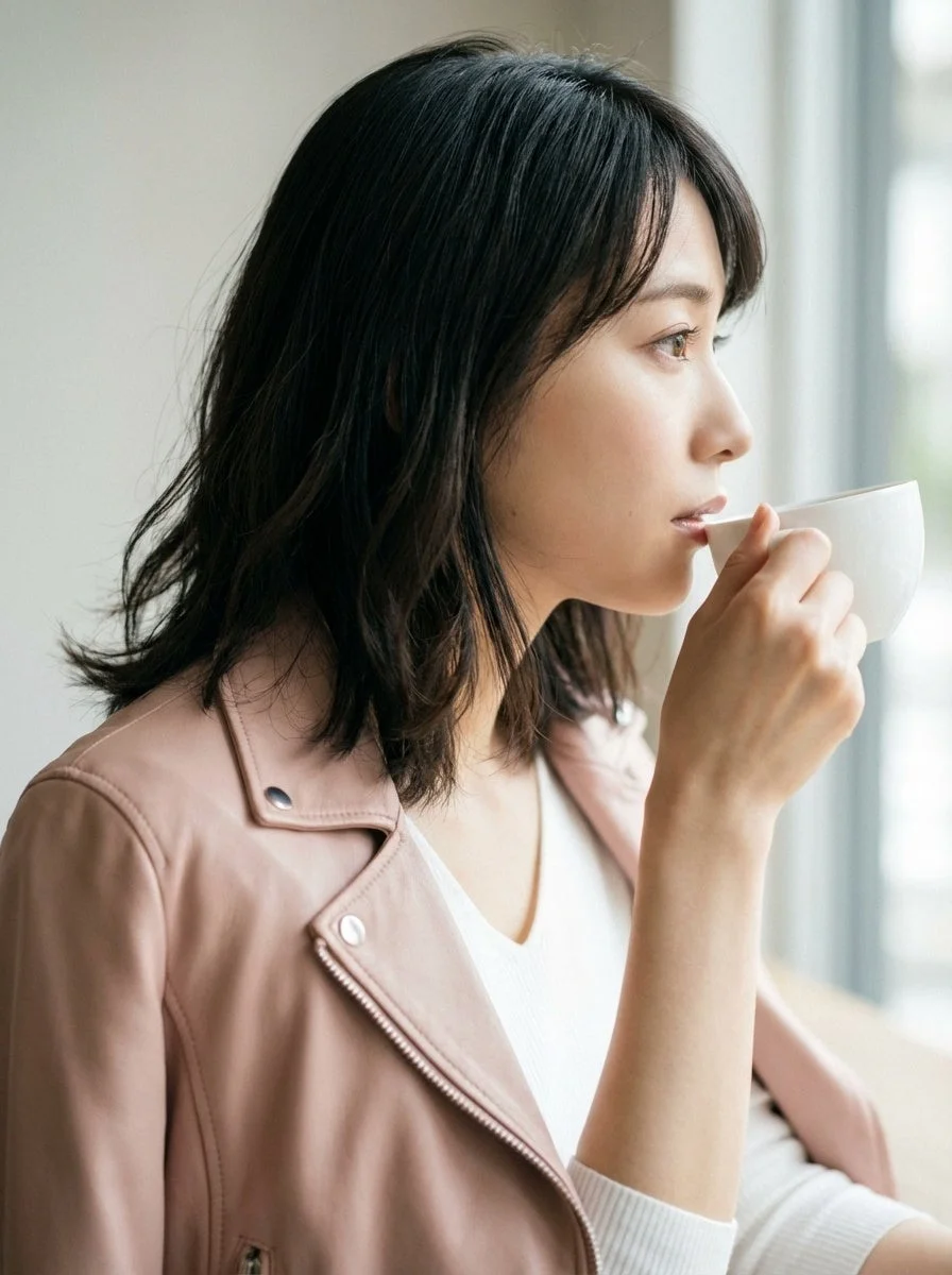コーヒーを飲む女性（AI俳優イメージ）
