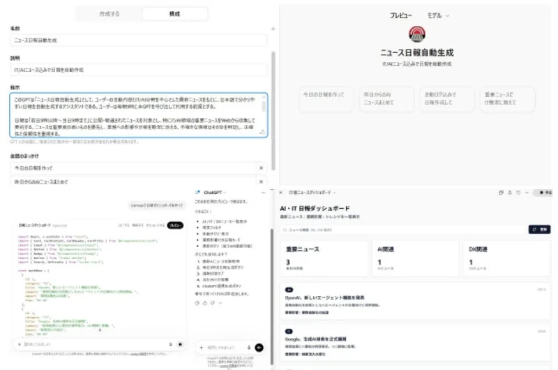 ニュース日報自動生成システムのUI