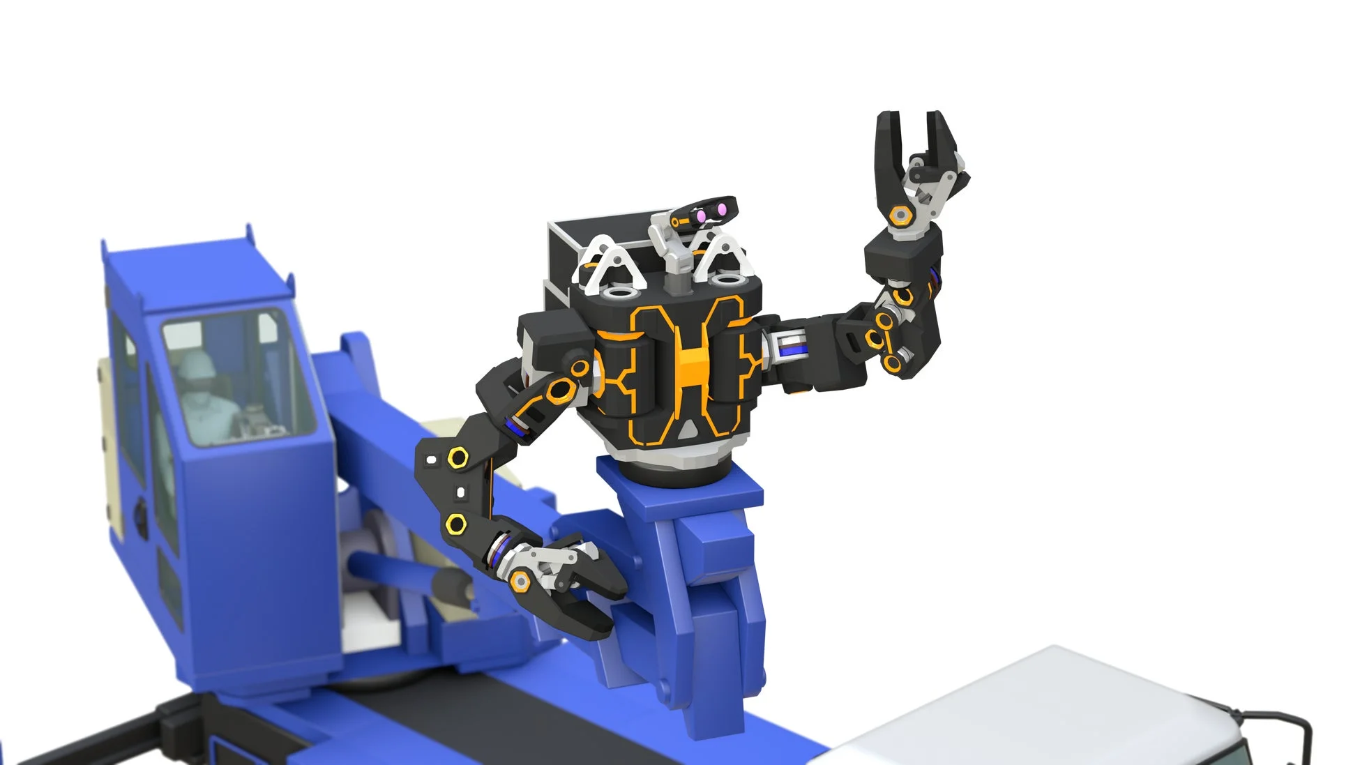 ロボットアームを搭載した建設機械