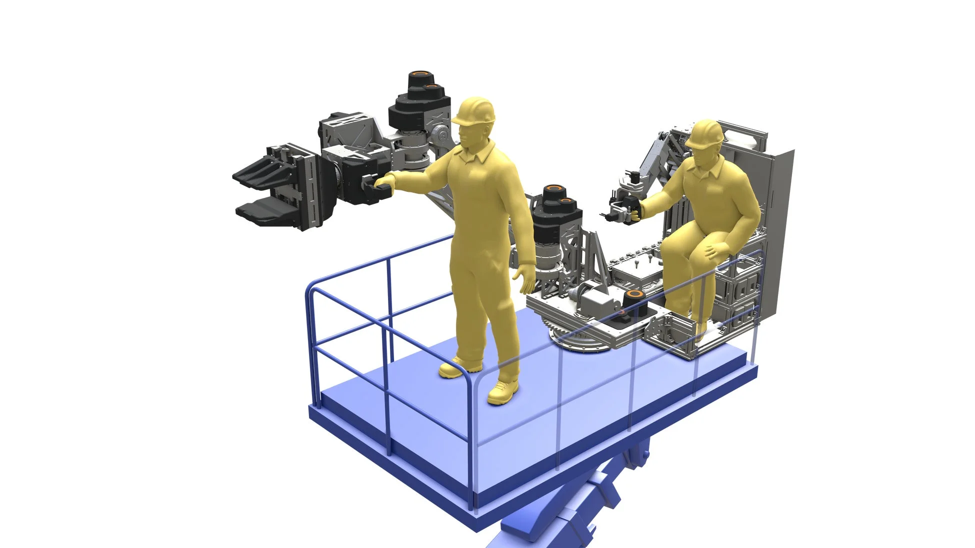 作業員がロボットアームを操作する様子