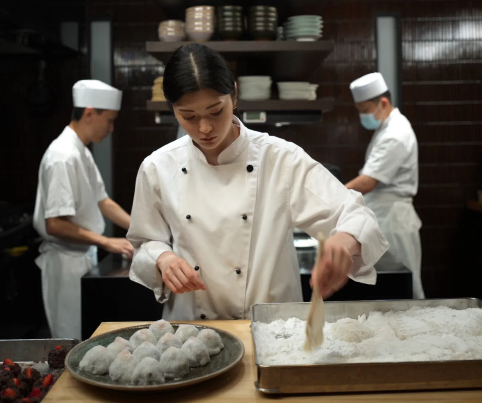 大福を準備する様子