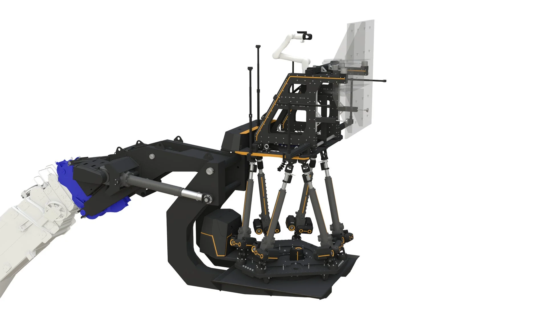 複雑なアームを持つ産業用ロボット