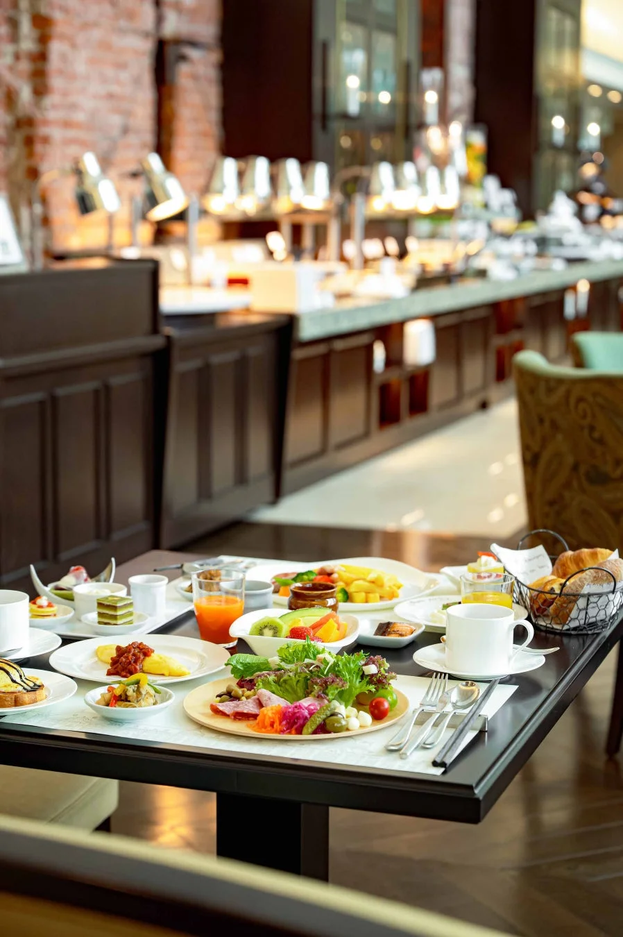 ホテルでの朝食ビュッフェ