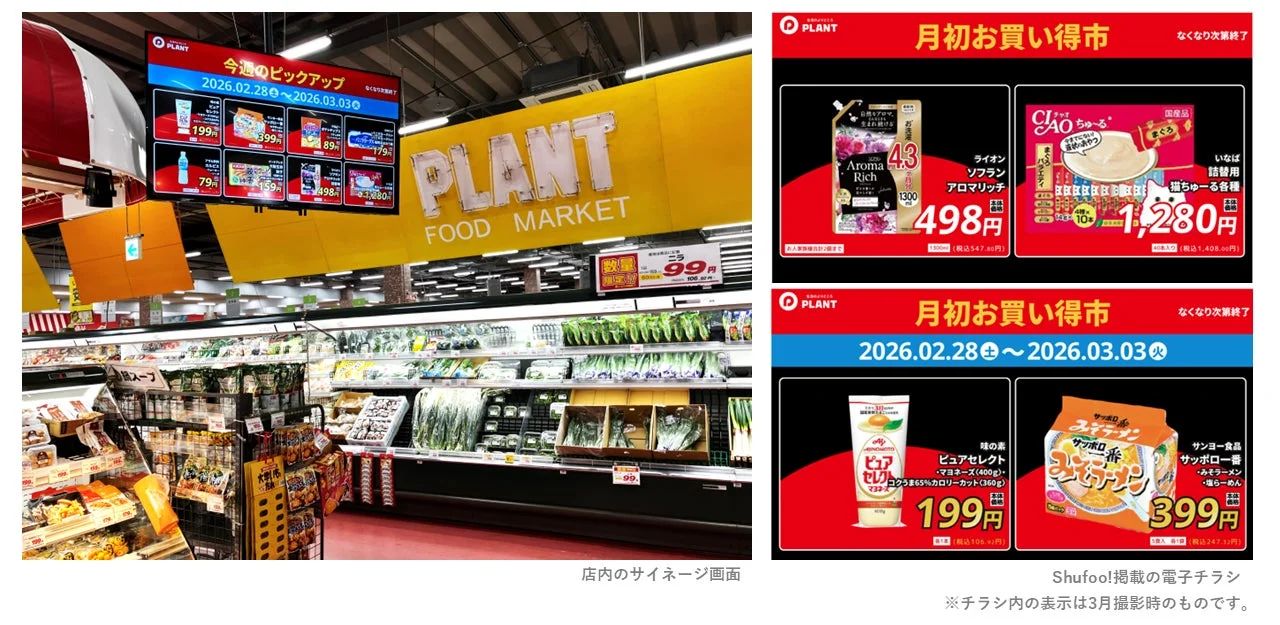 PLANT店頭サイネージとShufoo!電子チラシの比較