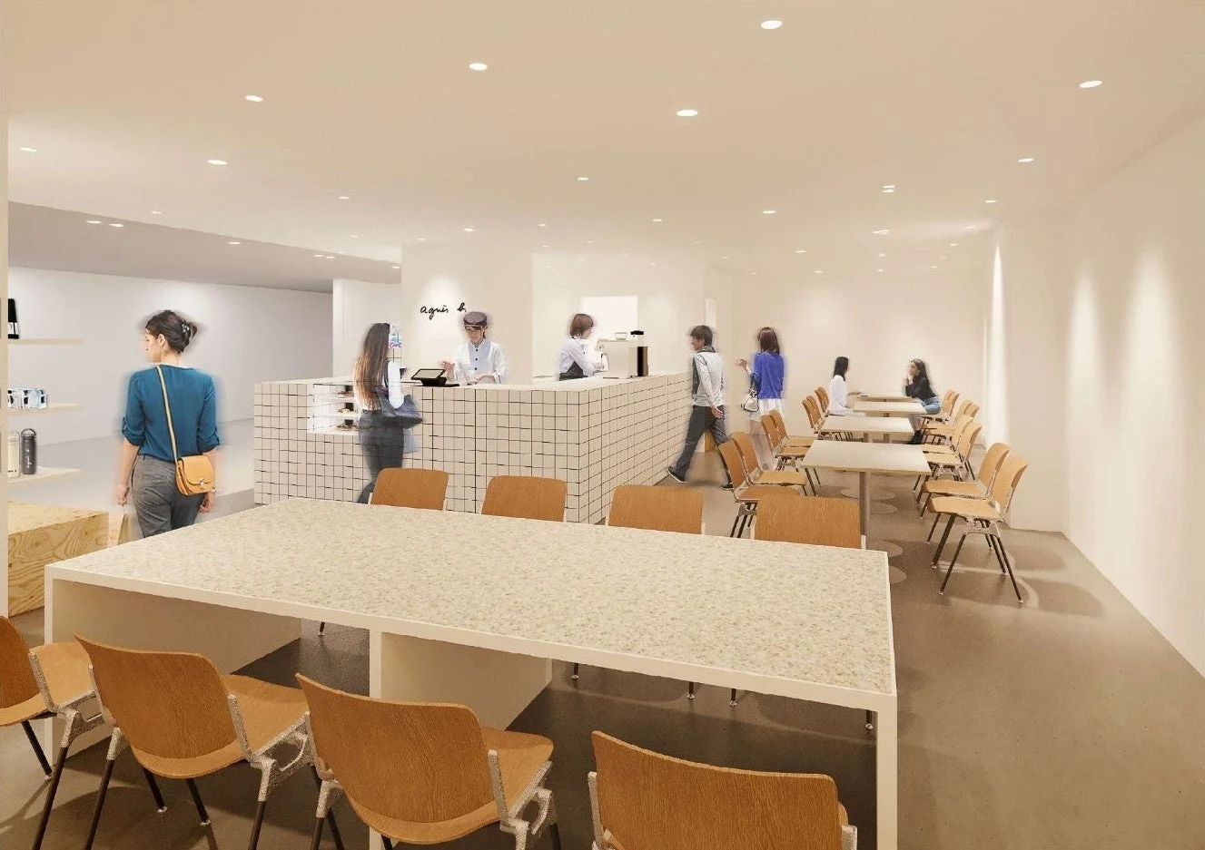 アニエスベーカフェのモダンな店内