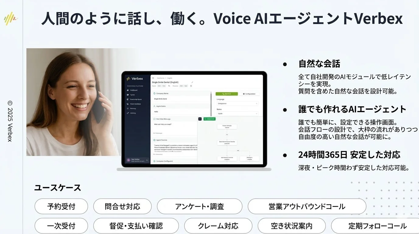音声対話AIプラットフォームVerbexのUI