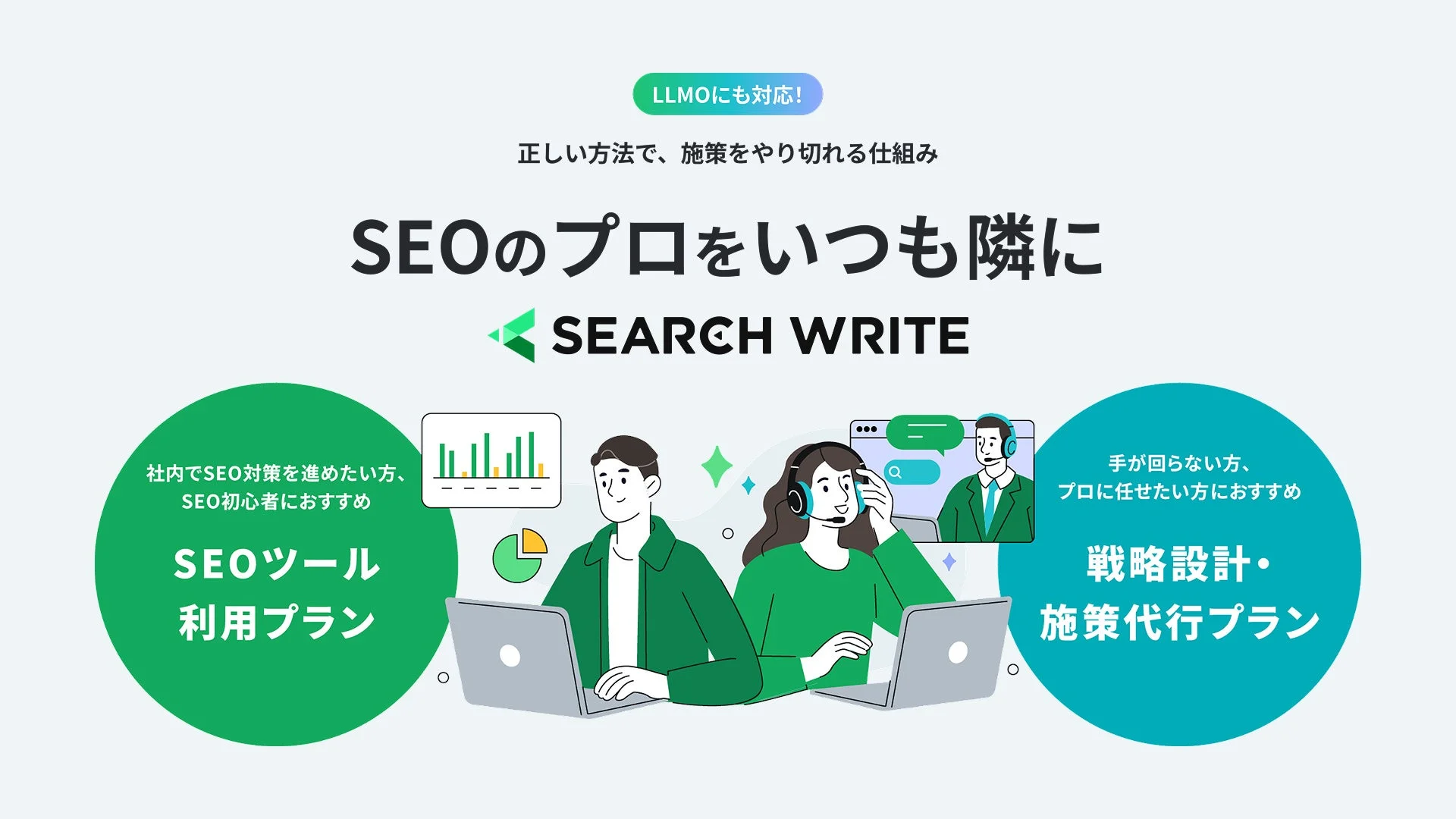 LLMOにも対応!正しい方法で、施策をやり切れる仕組みSEOのプロをいつも隣にSEARCH WRITE