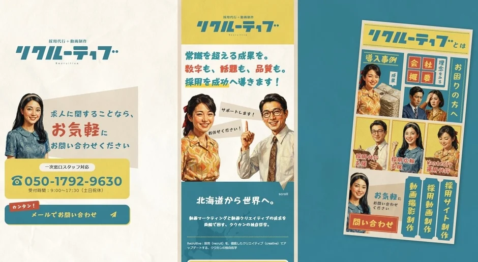 採用代行と動画制作を行う「リクルーティブ」の広告