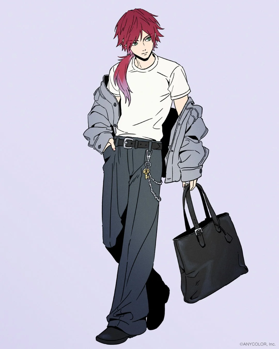 男性とトートバッグのイラスト