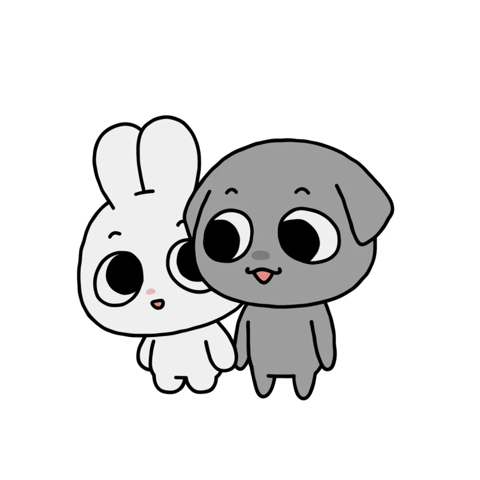 かわいらしいウサギと犬のキャラクター