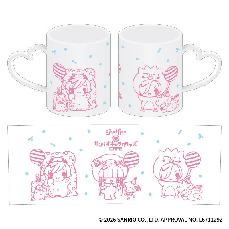 ジグザグとサンリオキャラクターズのコラボハートハンドルマグカップ