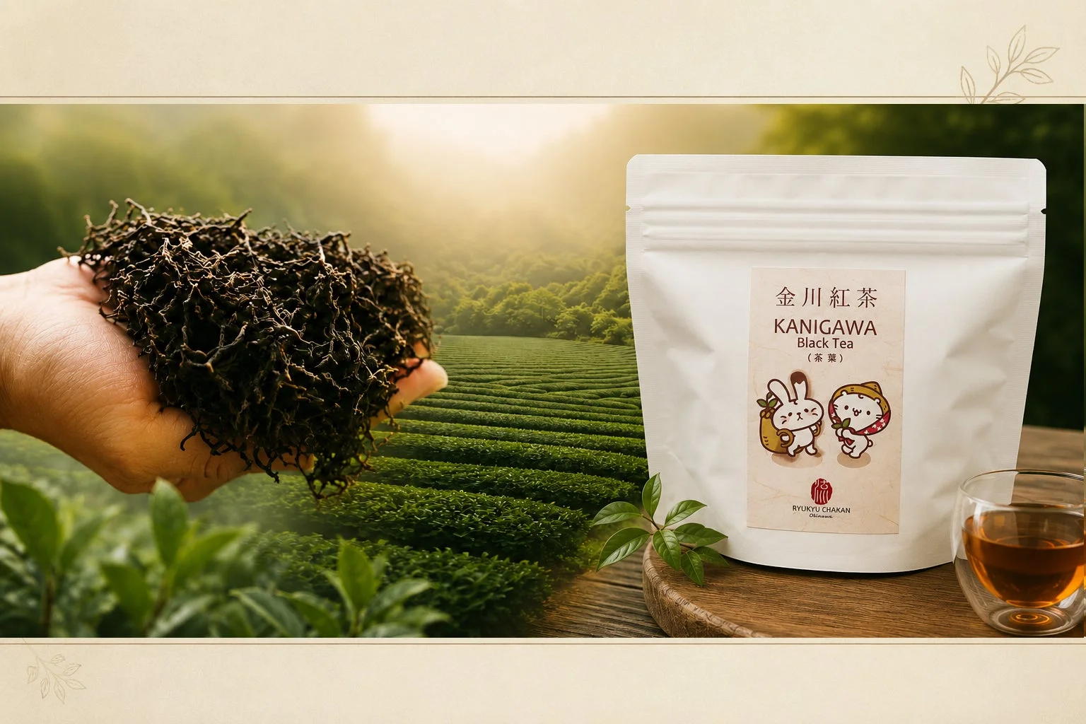 金川紅茶の茶葉とパッケージ