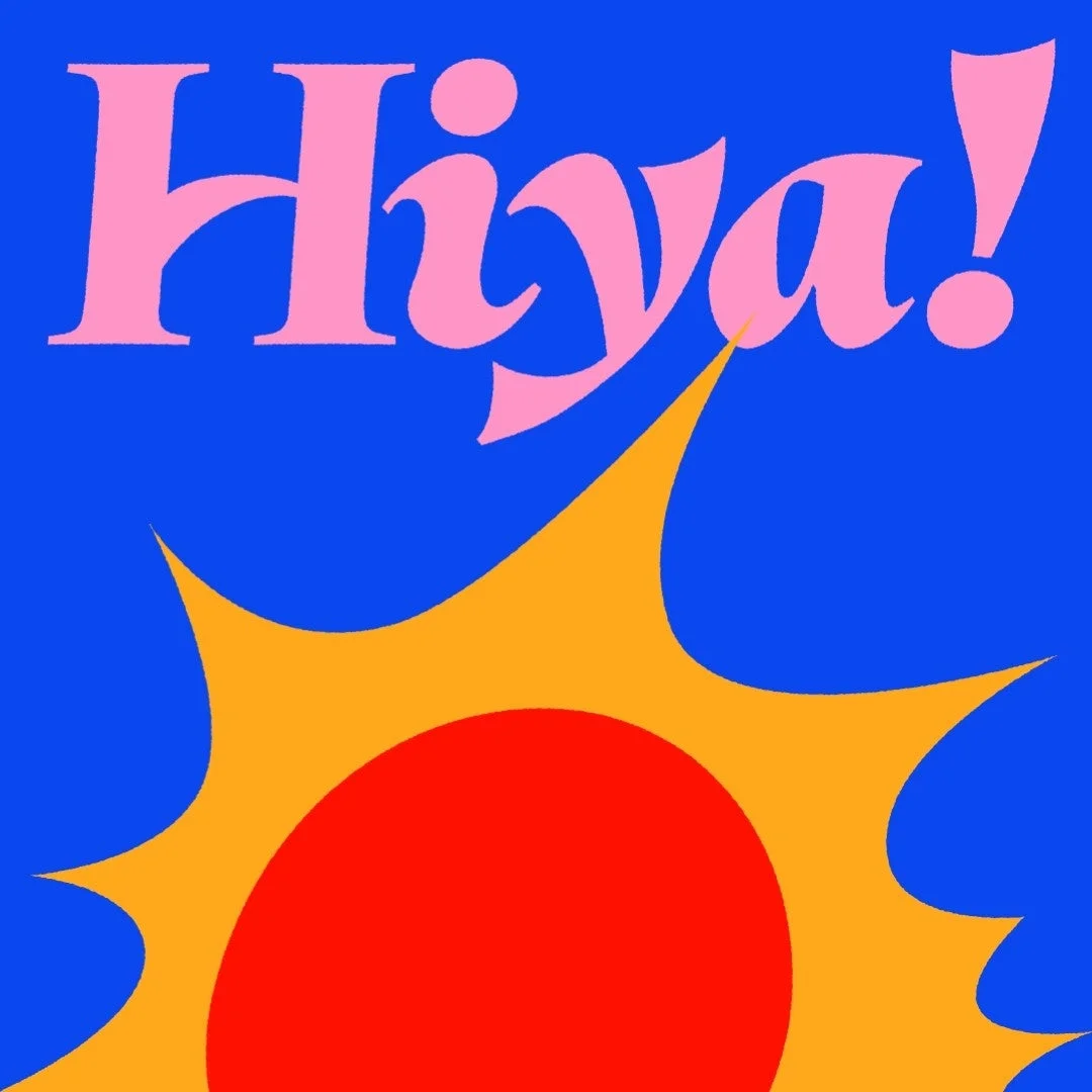 「Hiya!」文字と太陽