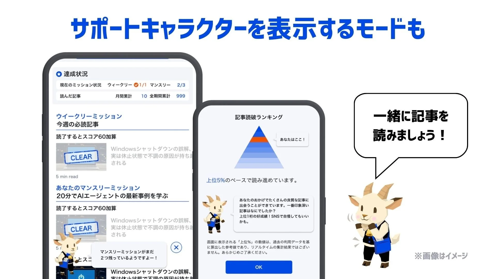 サポートキャラクターを表示するモードも