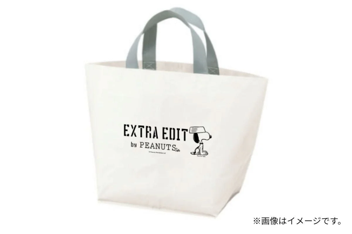 EXTRA EDITロゴとスヌーピーがデザインされたトートバッグ