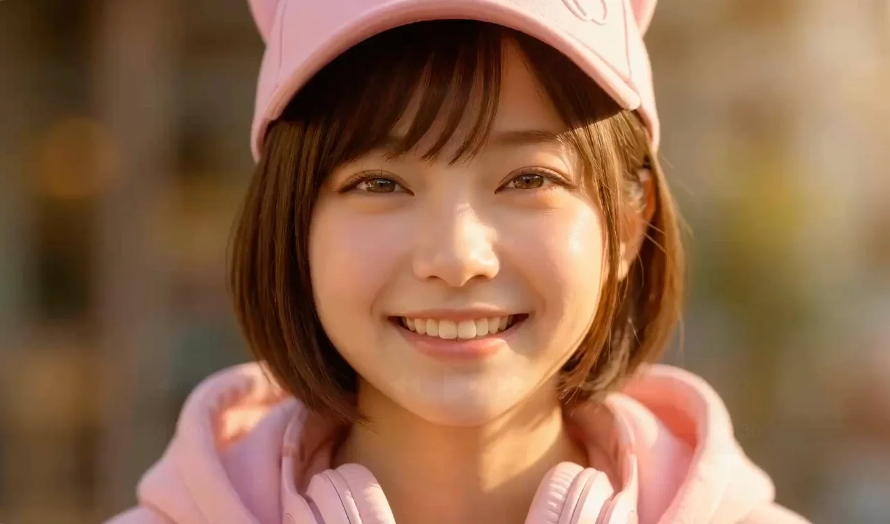 笑顔の若い女性