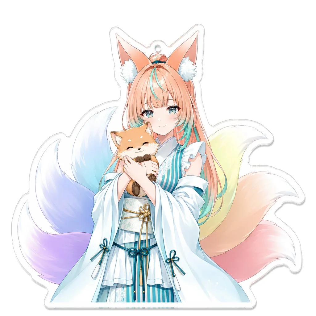 子狐を抱く狐耳キャラ