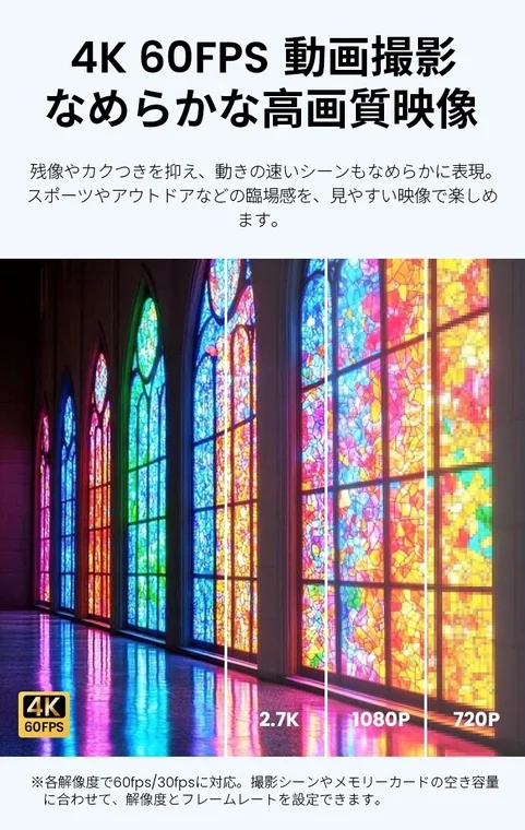 4K 60FPS 動画撮影