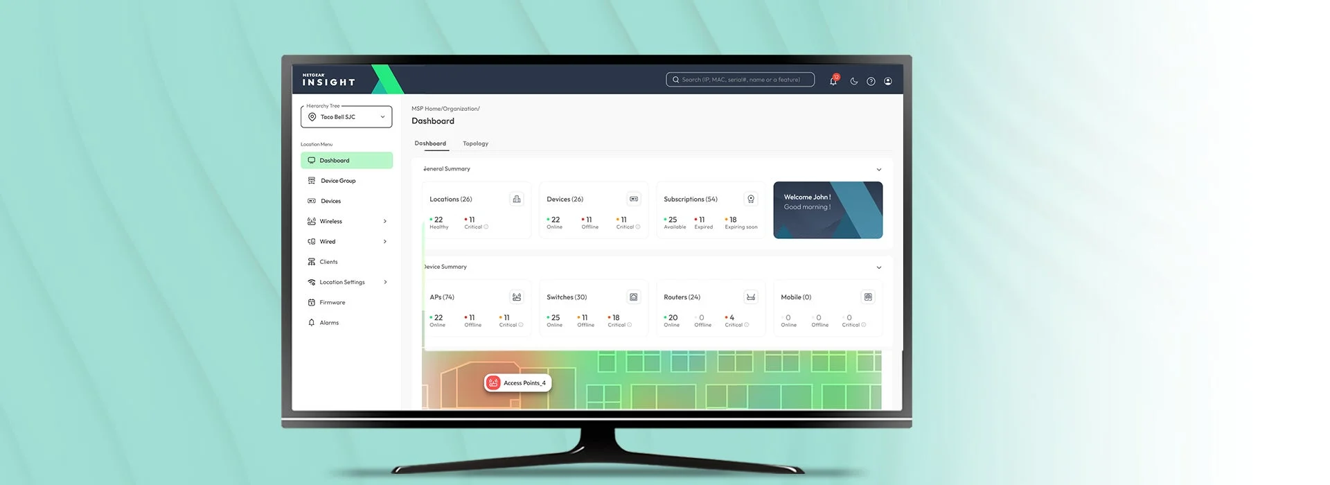 NETGEAR Insightのダッシュボード画面