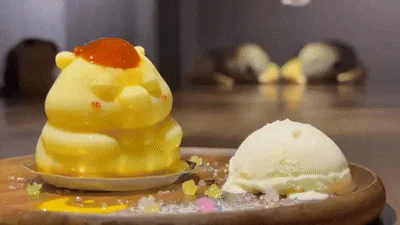 まもちプリンとアイスクリーム