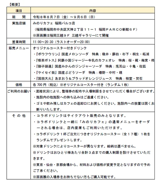 コラボドリンク概要