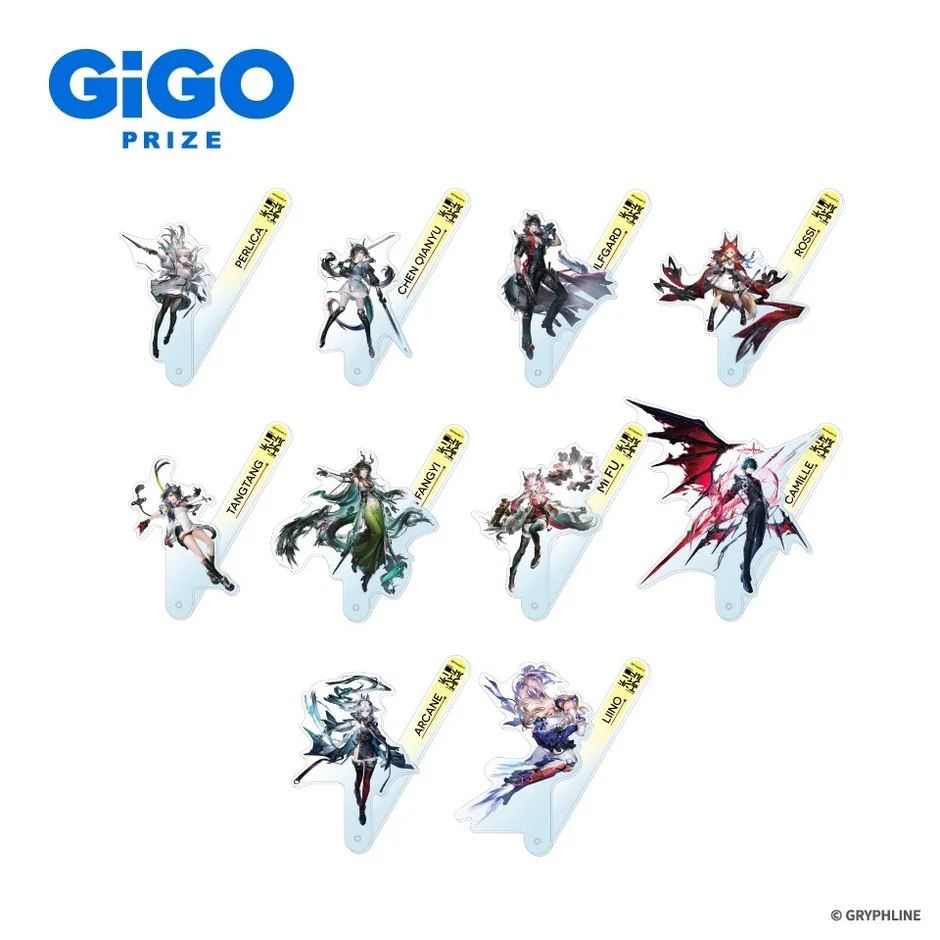 GiGOのプライズ景品として並べられたアクリルスタンド10種類