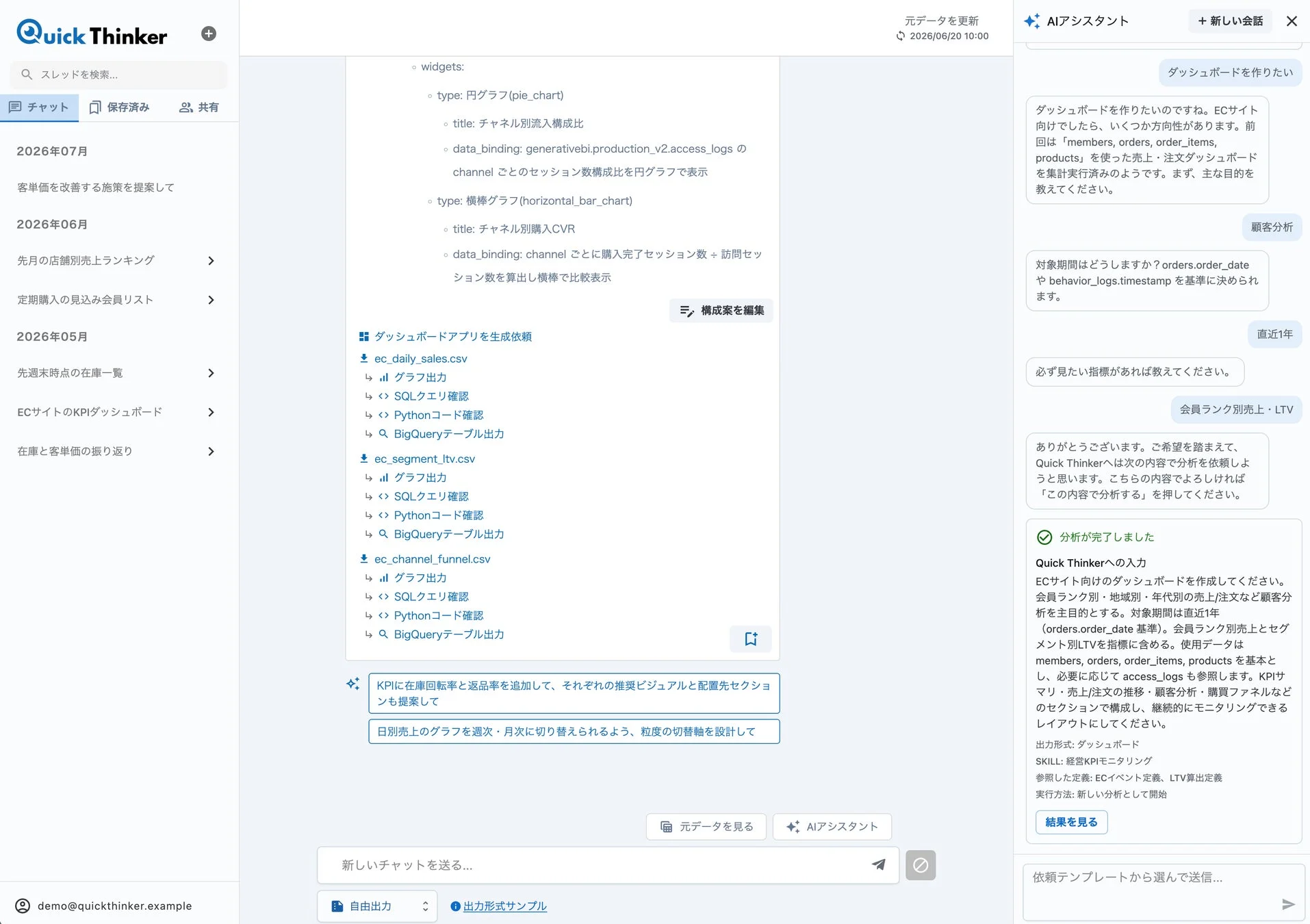 Quick Thinker ダッシュボードを作りたい